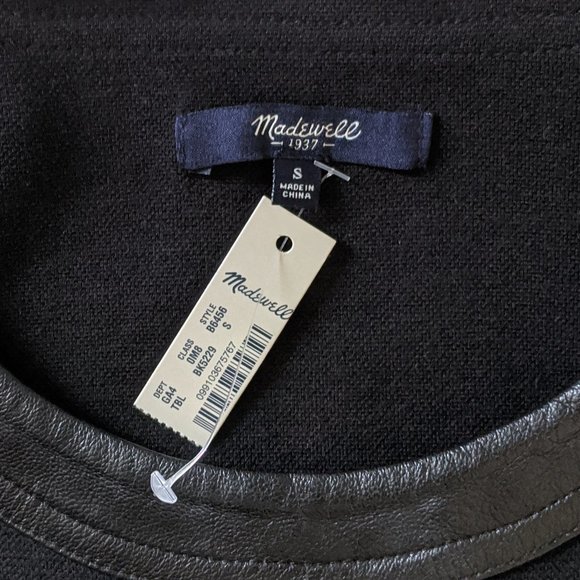 NEW Madewell Leather Trim Pique Ponte Dress S - Picture 5 of 10